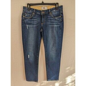 PAIGE Demin Jeans Jimmy Jimmy Low Rise Straight Cropped 90's Distressed Size 25